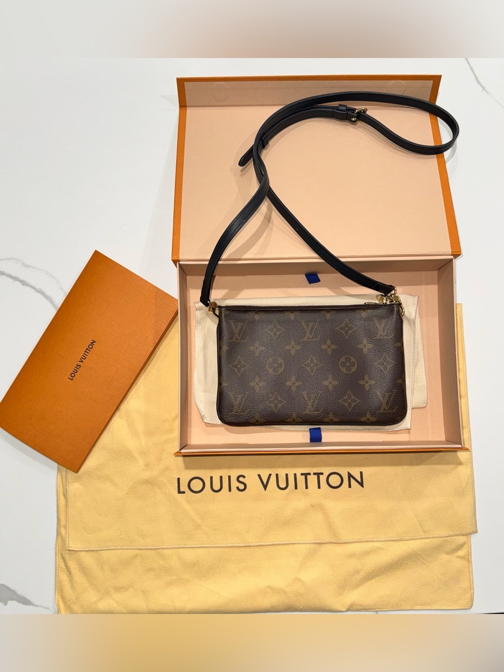 Louis Vuitton Double Zip Pochette Reverse Monogram Giant Crossbody Box Dust Bag - Picture 13 of 16